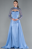 Robe de Soirée Longue Satin Indigo ABU4765