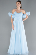 Robe de Soirée Longue Bleu clair ABU4773