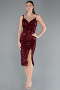 Robe De Soirée Midi Rouge Bordeaux ABK2286