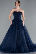 Robe De Soirée De Créateur Longue Bleu Marine ABU4431