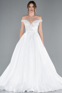 Robes de Mariage Longue Satin Blanc ABG091