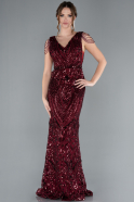 Robe Queue de Poisson Longue Squameuse Rouge Bordeaux ABU3842