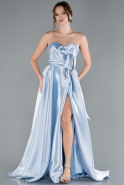 Robe de Soirée Longue Satin Bleu clair ABU4774