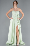 Robe de Soirée Longue Satin Menthe ABU4774