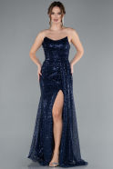 Robe de Soirée Longue Bleu Marine ABU4776