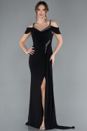 Robe de Soirée Longue Mousseline Noir ABU4767