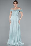 Robe de Soirée Longue Mousseline Menthe ABU4807