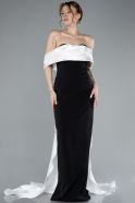 Robe de Soirée Longue Noir-Blanc ABU4797