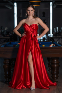 Robe de Soirée Longue Satin Rouge ABU4774