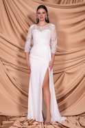 Robe de Soirée Longue Mousseline Blanc ABU4293