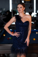 Robe De Soirée Squameuse Courte Bleu Marine ABK2256