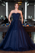 Robe De Soirée De Créateur Longue Bleu Marine ABU4431