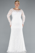 Robe Grande Taille Longue Lacé Blanc ABU1574