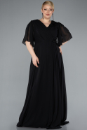 Robe de Soirée Grande Taille Longue Mousseline Noir ABU4794