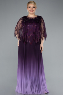 Robe De Soirée Grande Taille Mousseline Longue Violet ABU4633