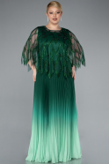 Robe De Soirée Grande Taille Mousseline Longue Émeraude ABU4633