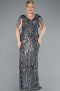Robe De Fiançailles Grande Taille Longue Anthracite ABU4821