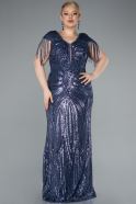 Robe De Fiançailles Grande Taille Longue Indigo ABU4821