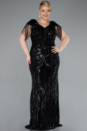 Robe De Fiançailles Grande Taille Longue Noir ABU4821