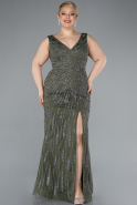 Robe De Soirée Grande Taille Longue Kaki ABU4717