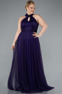 Robe de Soirée Grande Taille Longue Violet Foncé ABU3253