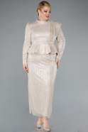 Robe De Soirée Grande Taille Midi Beige ABK2294