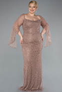 Robe De Fiançailles Grande Taille Perlé Longue Cuivre ABU4640