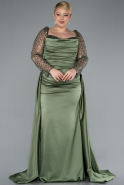 Robe Grande Taille Longue Satin Kaki ABU4670