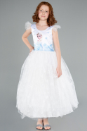 Robe de Soirée Enfants Longue Blanc ABU4238