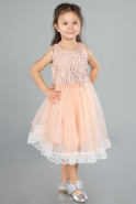 Robe de Soirée Enfants Midi Saumon ABK2300