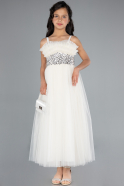 Robe de Soirée Enfants Longue Blanc ABU4830