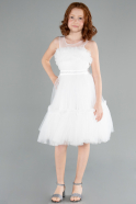 Robe de Soirée Enfants Longue Blanc ABU4221