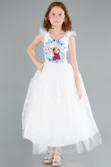 Robe de Soirée Enfants Longue Blanc ABU4237