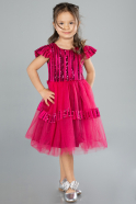 Robe de Soirée Enfants Midi Fushia ABK2301