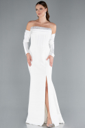 Robe Queue De Poisson Longue Blanc ABU4637