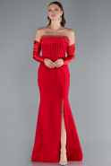 Robe Queue De Poisson Longue Rouge ABU4637