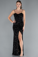 Robe de Soirée Longue Squameuse Noir ABU4842