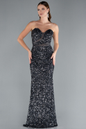 Robe Queue De Poisson Squameuse Longue Anthracite ABU4816