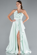 Robe De Soirée Satin Longue Menthe ABU4522