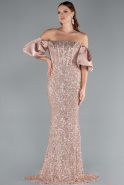 Robe Queue De Poisson Longue Or ABU4308
