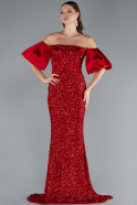 Robe Queue De Poisson Longue Rouge ABU4308