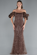 Robe Queue De Poisson Longue Brun ABU4509