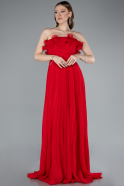 Robe de Soirée Longue Mousseline Rouge ABU4866