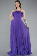 Robe de Soirée Longue Mousseline Violet ABU4866