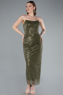 Robe De Cérémonie Midi Kaki ABK2260