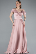 Robe de Soirée Longue Satin Poudre ABU4868