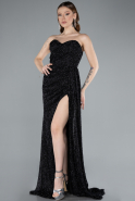 Robe de Soirée Longue Perlé Noir ABU4871