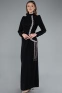 Tenue de Soirée Voilée Longue Noir ABU4877
