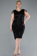 Robe de Soirée Grande Taille Midi Squameuse Noir ABK2331