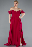 Robe De Soirée Grande Taille Mousseline Longue Fuchsia foncé ABU3738